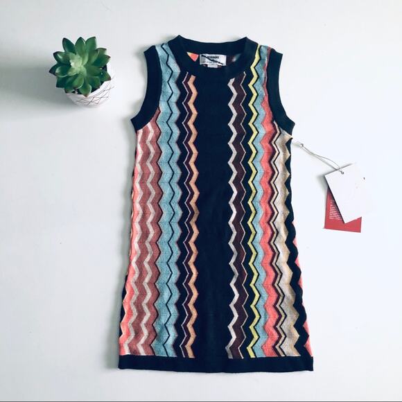 Missoni Target Girl's SZ XS Chevron Stripe Sweater Dress Brown Sleeveless - Picture 8 of 9